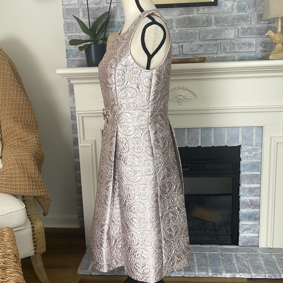 Eliza J Metallic Embellished Jacquard Occasion Event Blush Pink Dress Size8 - Picture 7 of 15